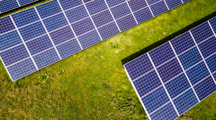 Solar panels in a field